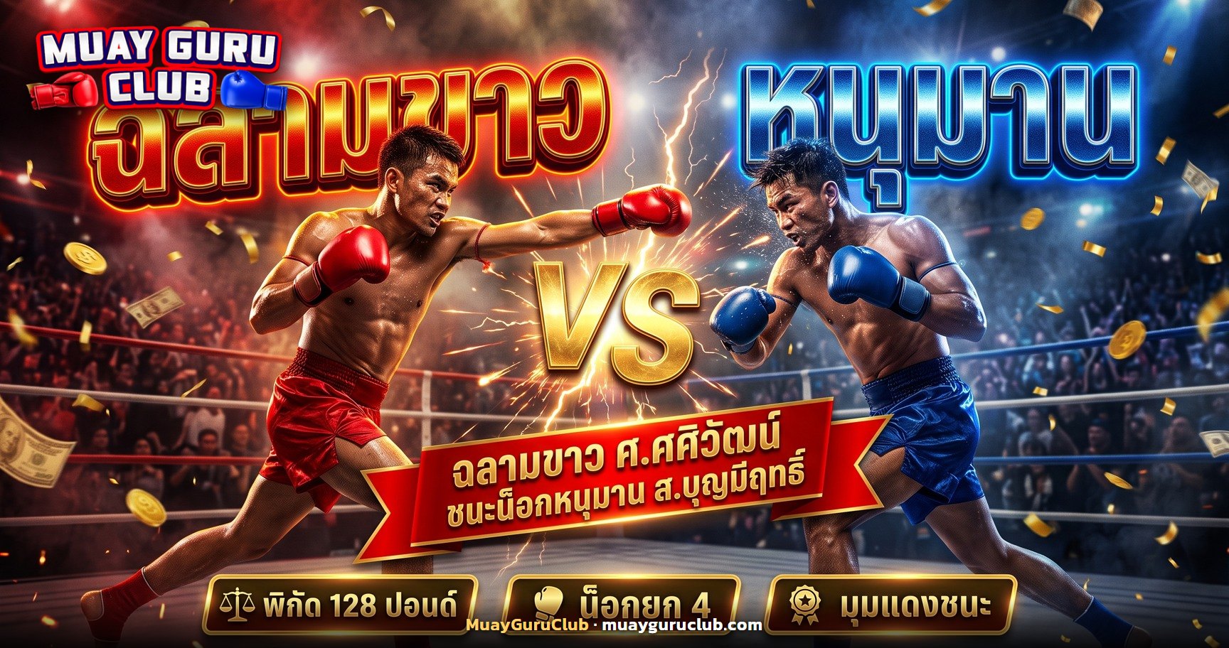 คู่ปิดรายการ ฉลามขาว พบ หนุมาน ศึกมวยไทยพลังใหม่ 14 ตุลาคม 2569
